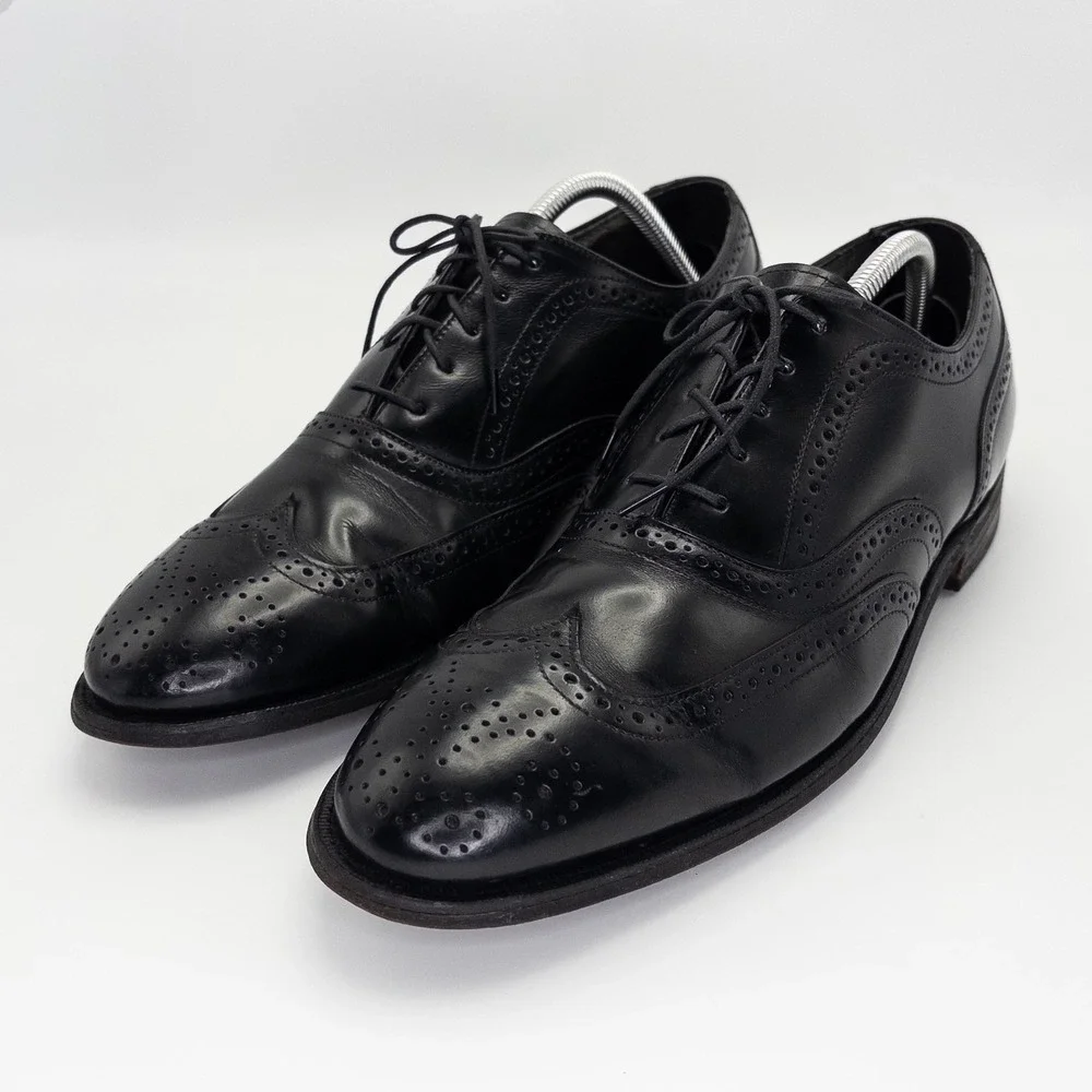 Stafford Comfort Plus Men's 10.5 D Black Leather Wingtip Oxford Dress Shoes